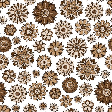 Kına Mehndi dövme karalamalar Retro Seamless Modeli