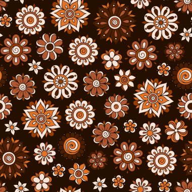 Vektör sorunsuz çiçek desenli çiçek ve yaprakları ile