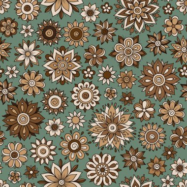 Vektör sorunsuz çiçek desenli çiçek ve yaprakları ile