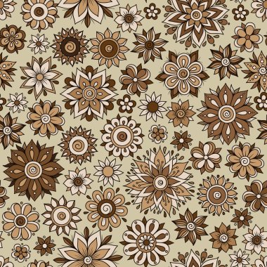 Vektör sorunsuz çiçek desenli çiçek ve yaprakları ile