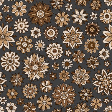 Vektör sorunsuz çiçek desenli çiçek ve yaprakları ile