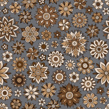 Vektör sorunsuz çiçek desenli çiçek ve yaprakları ile