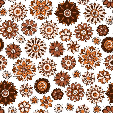 Vektör sorunsuz çiçek desenli çiçek ve yaprakları ile