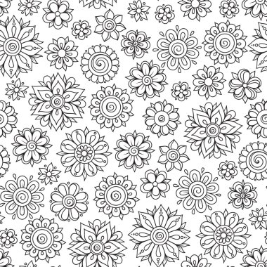 Kına Mehndi dövme karalamalar Retro Seamless Modeli