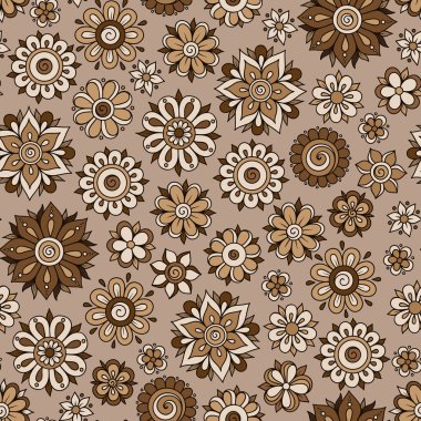 Kına Mehndi dövme karalamalar Retro Seamless Modeli