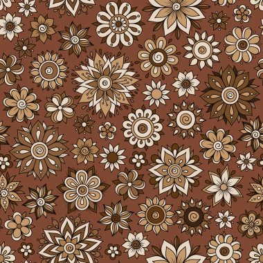 Vektör sorunsuz çiçek desenli çiçek ve yaprakları ile