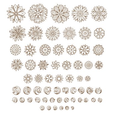 Kına dövme doodle vektör öğeleri