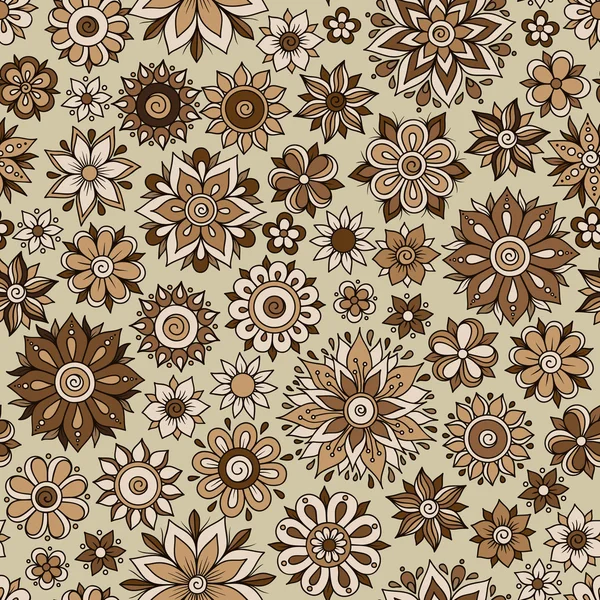 Vektör sorunsuz çiçek desenli çiçek ve yaprakları ile