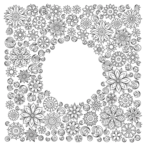 Modèle pour livre à colorier. Ethnique, floral, rétro, doodle, vecteur — Image vectorielle