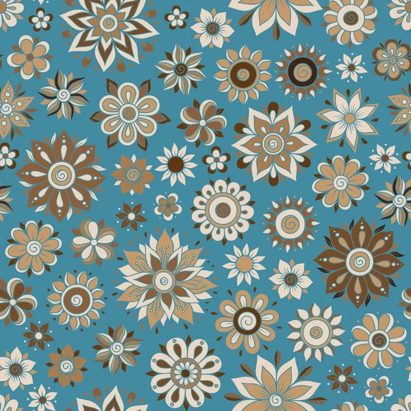 Векторный бесшовный цветочный узор с цветами и листьями — стоковый вектор