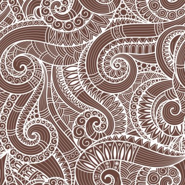 Sorunsuz Asya etnik çiçek retro doodle arka plan deseni
