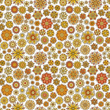 Vektör sorunsuz çiçek desenli çiçek ve yaprakları ile