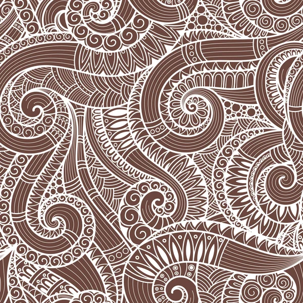 Naadloze Aziatische etnische floral retro doodle patroon van de achtergrond in — Stockvector