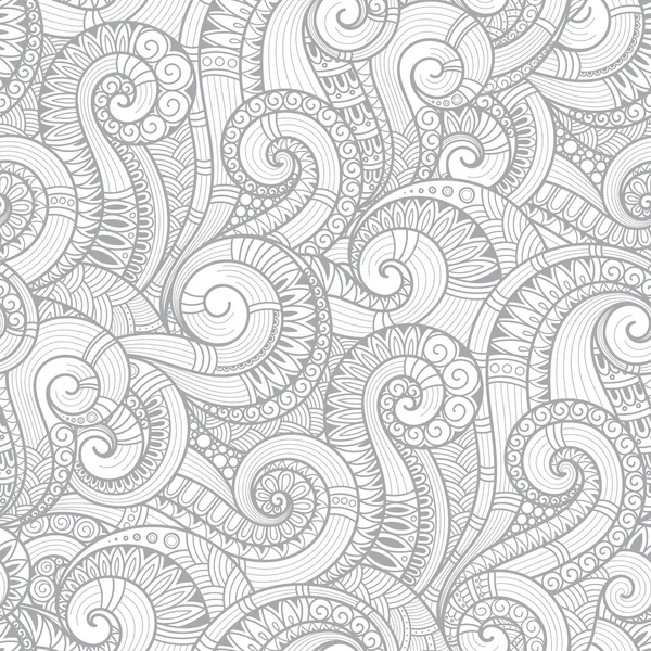 Inconsútil patrón abstracto dibujado a mano en blanco y negro, ondas hacia atrás — Vector de stock
