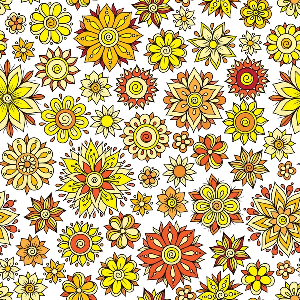 Modèle floral vectoriel sans couture avec des fleurs et des feuilles — Image vectorielle