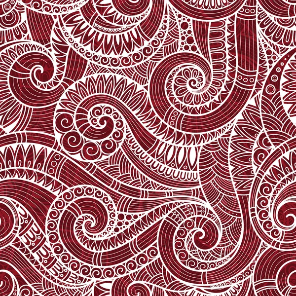Sin costura asiático étnico floral retro doodle fondo patrón en — Vector de stock