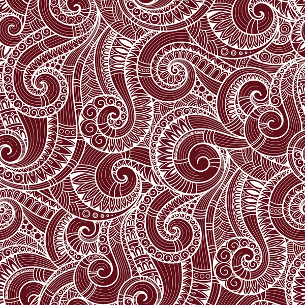 Sin costura asiático étnico floral retro doodle fondo patrón en — Vector de stock