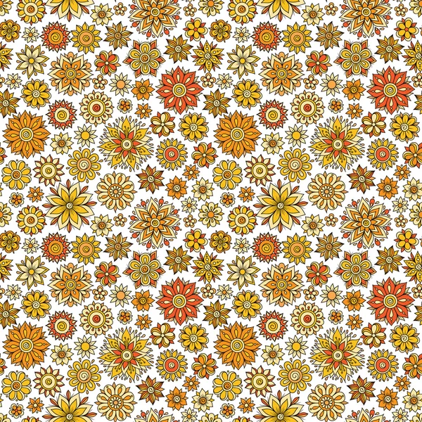 Векторный бесшовный цветочный узор с цветами и листьями — стоковый вектор