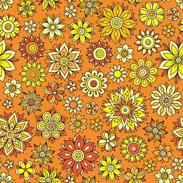 Διάνυσμα άνευ ραφής λουλουδάτο μοτίβο με λουλούδια και φύλλα — Διανυσματικό Αρχείο