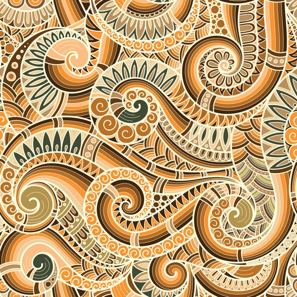 Naadloze Aziatische etnische floral retro doodle patroon van de achtergrond in — Stockvector