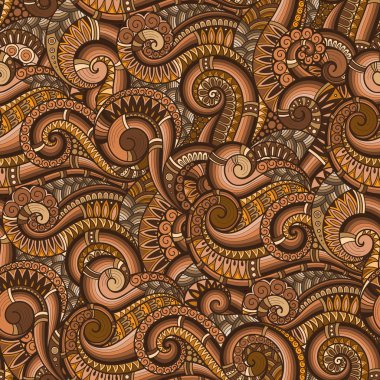 Sorunsuz Asya etnik çiçek retro doodle arka plan deseni