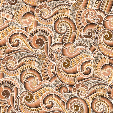 Sorunsuz Asya etnik çiçek retro doodle arka plan deseni