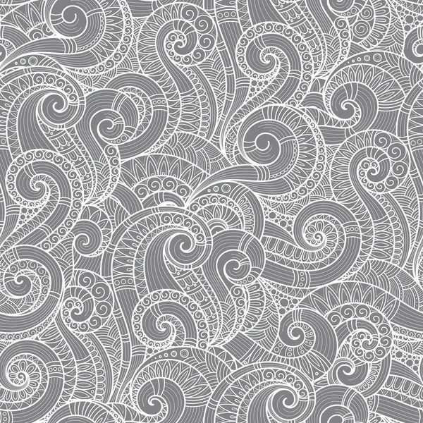 Sem costura asiático étnico floral retro doodle fundo padrão em — Vetor de Stock
