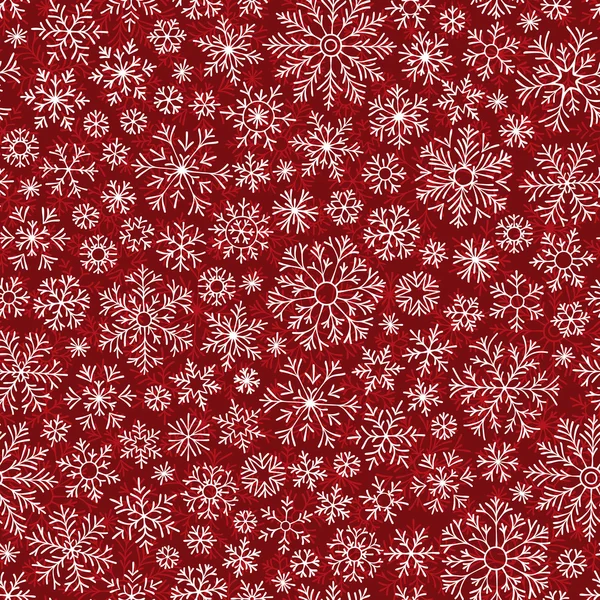 Padrão de doodle sem costura de Natal com flocos de neve — Vetor de Stock