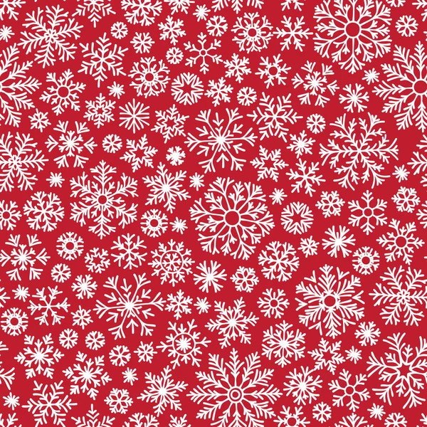 Padrão de doodle sem costura de Natal com flocos de neve —  Vetores de Stock