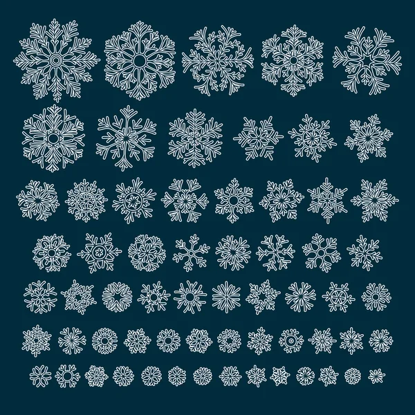 Different hand-drawn snowflakes set — Wektor stockowy