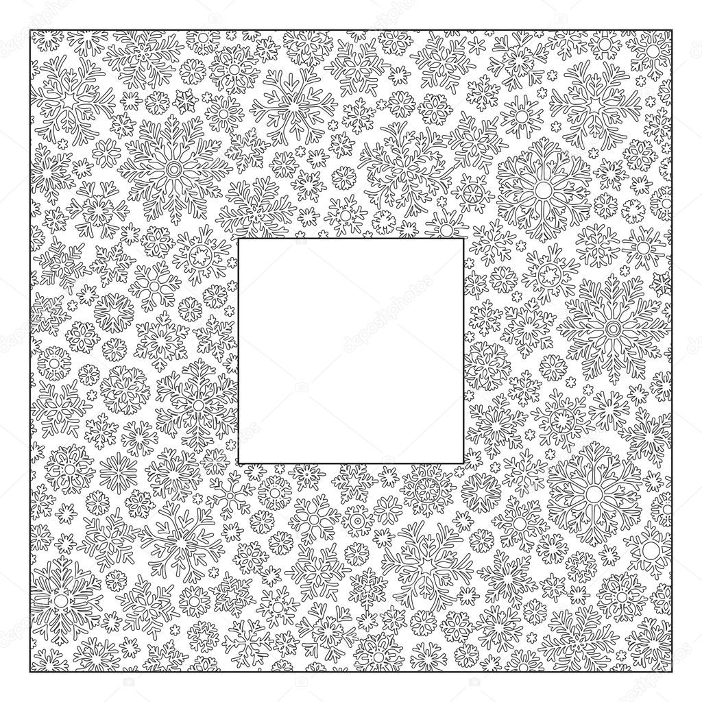 Christmas frame from snowflakes for a card vector. Pattern for c