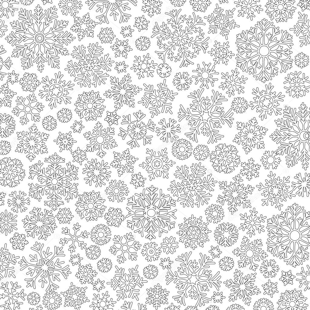 Cadre de No l de flocons de neige Motif pour le livre de coloriage — Image vectorielle