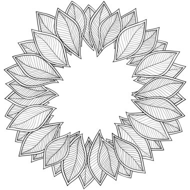 Boyama kitabı için desen. Yaprakları.