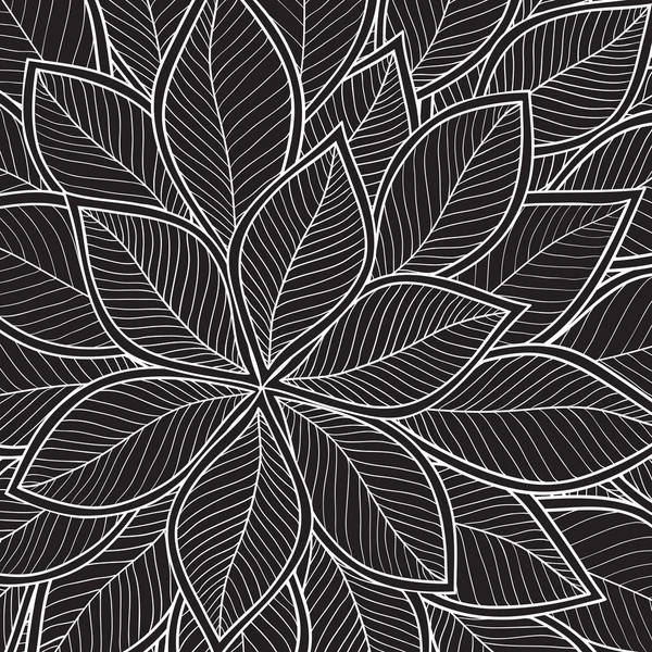 Dibujo a mano en blanco y negro patrón floral . — Vector de stock
