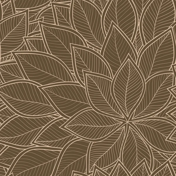 Абстрактний коричневий безшовний візерунок з листям. Векторні — стоковий вектор