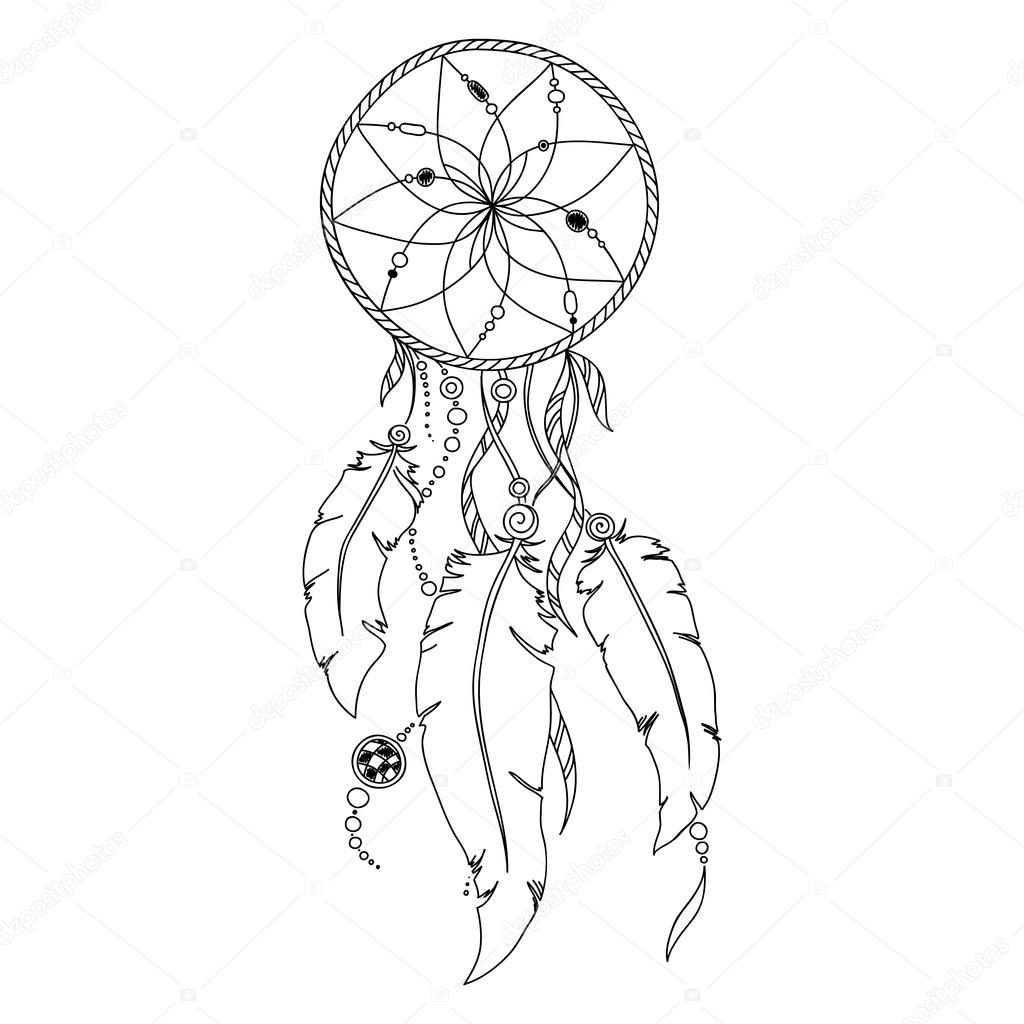 Pattern for coloring book. Dream catcher