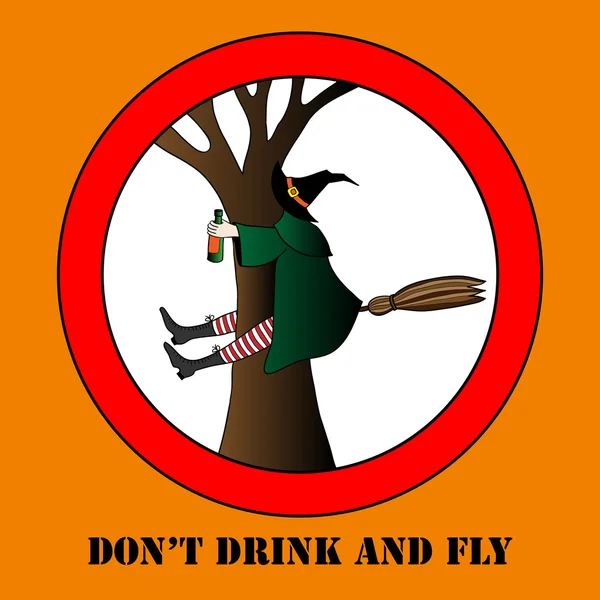 Não beba e voar ilustração vetor halloween . — Vetor de Stock
