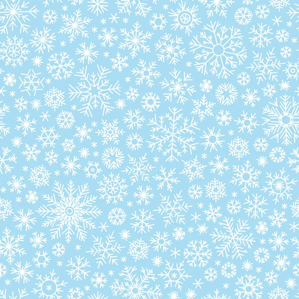 Modèle de doodle sans couture de Noël avec des flocons de neige — Image vectorielle