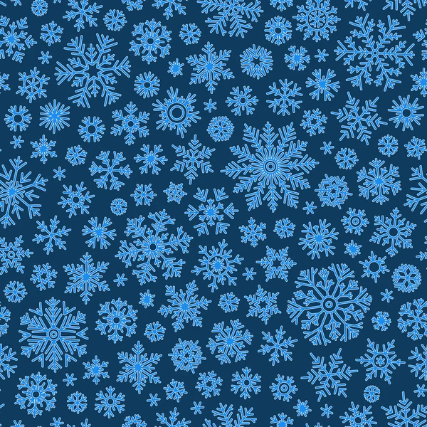 Modèle de doodle sans couture de Noël avec des flocons de neige — Image vectorielle