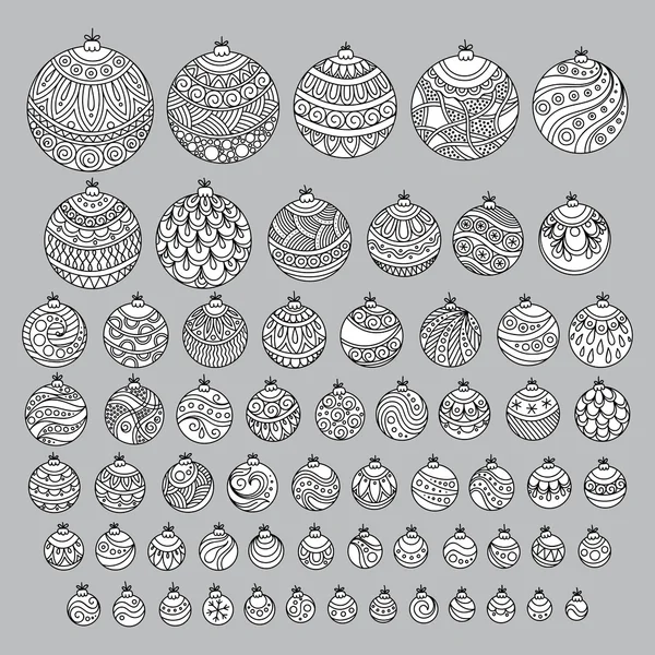 Doodle mano dibujado bolas de Navidad conjunto — Archivo Imágenes Vectoriales