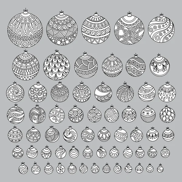 Ensemble de boules de Noël dessinées à la main Doodle — Image vectorielle