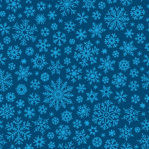 Modèle de doodle sans couture de Noël avec des flocons de neige — Image vectorielle