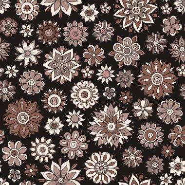 Vektör sorunsuz çiçek desenli çiçek ve yaprakları ile