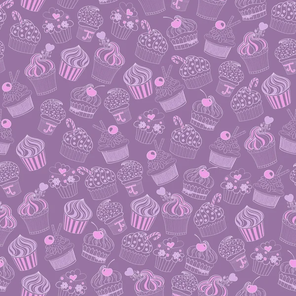 Nahtloser Hintergrund mit rosa Cupcakes — Stockvektor