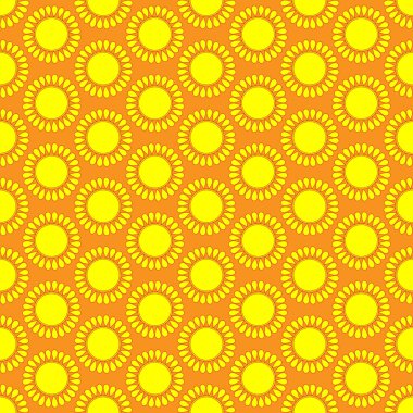 Cute seamless vector pattern of sun