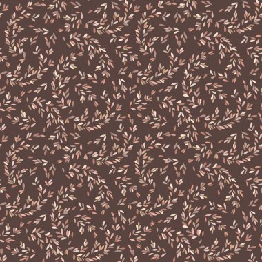 vector seamless pattern with leaves and stems in doodle style