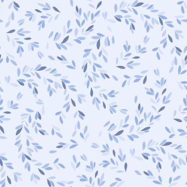 vector seamless pattern with leaves and stems in doodle style
