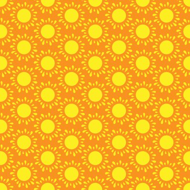 Cute seamless vector pattern of sun