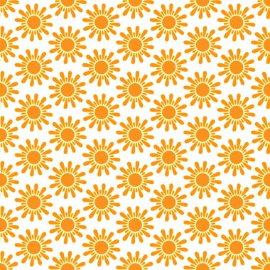 Cute seamless vector pattern of sun