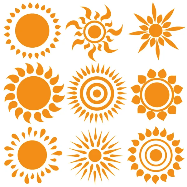 Vektorsatz verschiedener Sonnen isoliert — Stockvektor